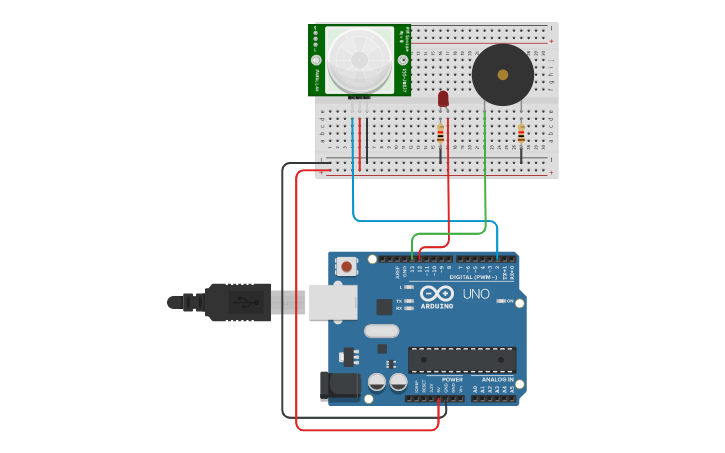 Circuit design Security_Alarm - Tinkercad
