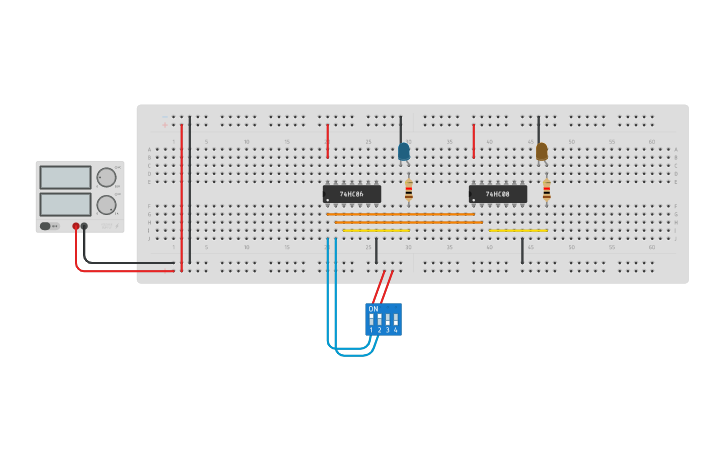 Circuit design Half Adder 2 - Tinkercad