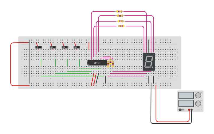 Circuit design DIGITAL DECODER IC - Tinkercad