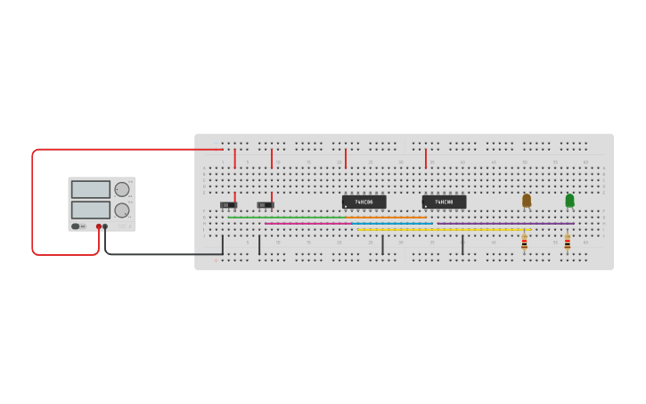 Circuit design Half adder using basic gates - Tinkercad