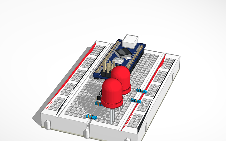 3D design Arduino Nano + Board + LEDs - Tinkercad