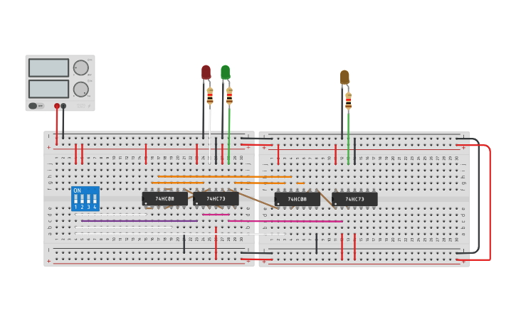 Circuit design 3 BIT ASYNCHRONOUS UP/DOWN COUNTER | Tinkercad