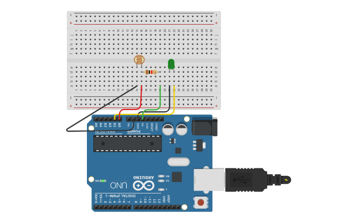 Circuit design 62712013 ธวัชชัย แสนแก้ว การบ้านครั้งที่ 4 (LDR) - Tinkercad