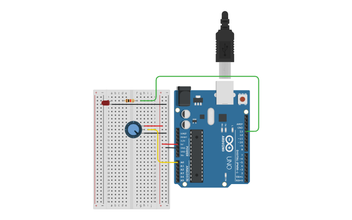Circuit design Potenciometro - Tinkercad