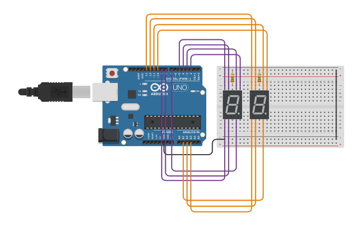Circuit design Display 7 segmenti - Tinkercad