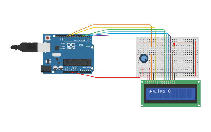 Circuit design lcd practica - Tinkercad