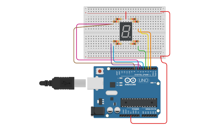 Circuit design 7.12 7 segment test kresek | Tinkercad