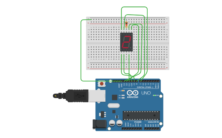 Circuit design Tinkercad-Arduino-7Segment - Tinkercad
