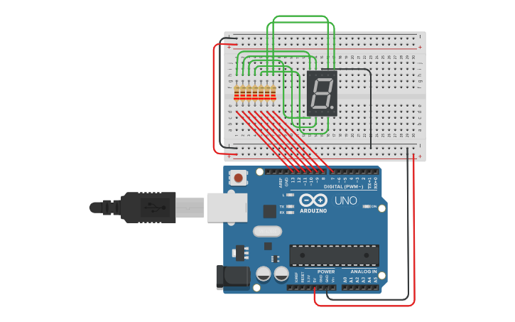 Circuit design contador hexadecimal - Tinkercad