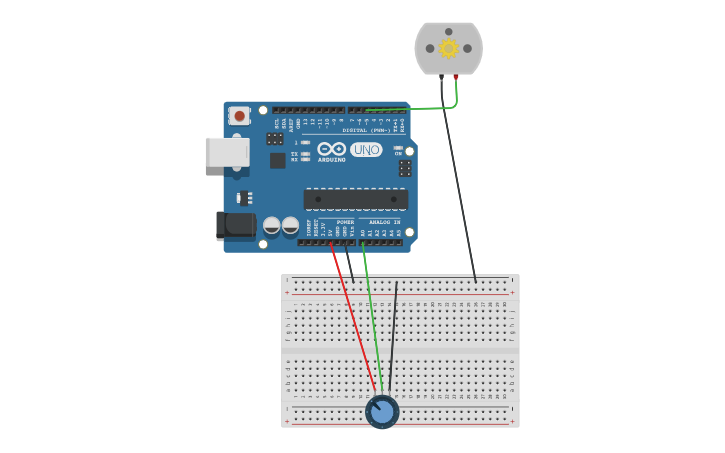 Circuit design VKK - dc motor potentiometer arduino | Tinkercad
