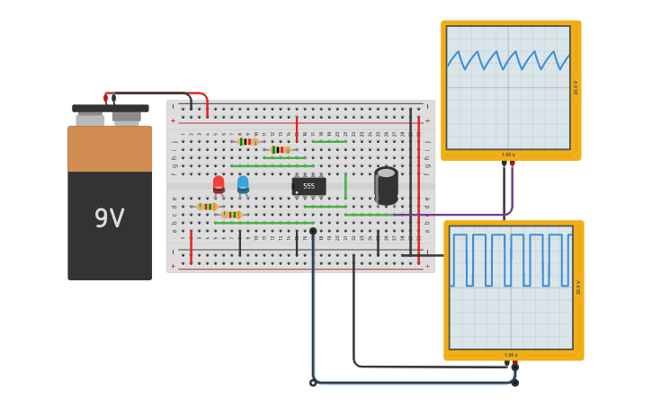 Circuit design Tp NE555 LED - Tinkercad