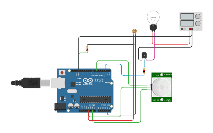 Circuit design Smart Street Light | Tinkercad