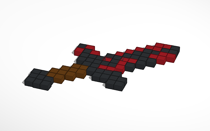 3D design minecraft obsidian sword with blood - Tinkercad