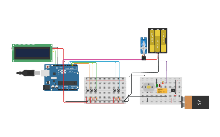 Circuit design Vending Carwash - Arduino Uno - Tinkercad
