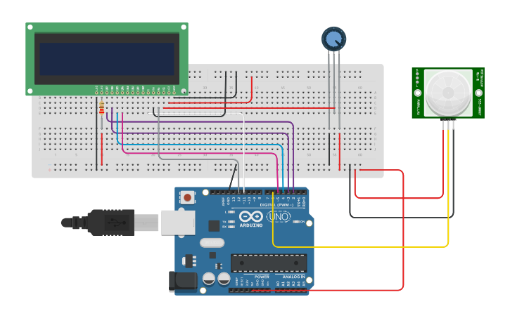 Circuit design Motion Sensor - Tinkercad