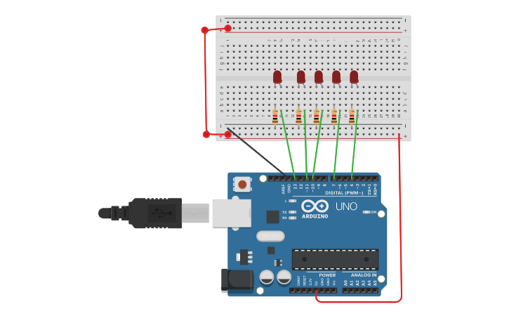 Circuit design Even Led | Tinkercad