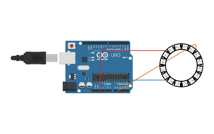 Circuit design Project 013 - NeoPixel LED 彩虹特效 | Tinkercad
