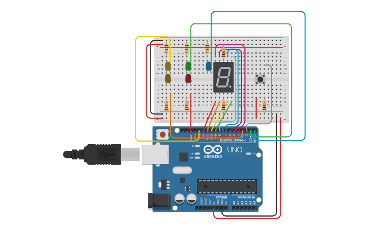 Circuit design 7 Segment Display | Tinkercad