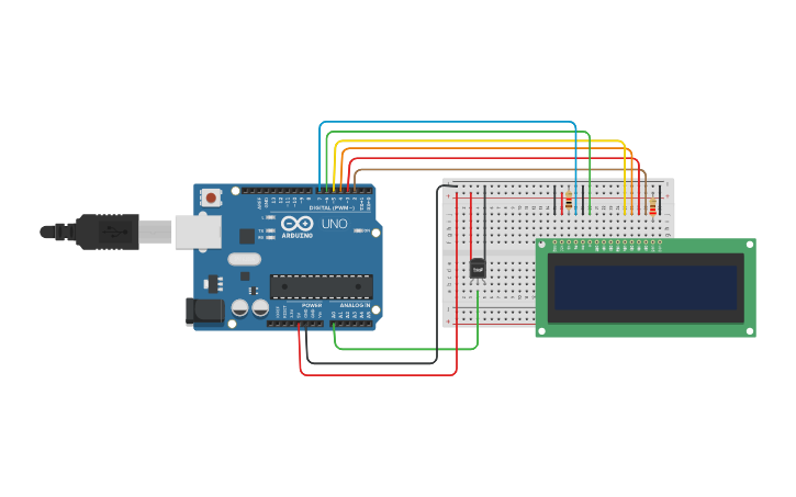 Circuit design Practica 10- sensor de temperatura LM35 | Tinkercad
