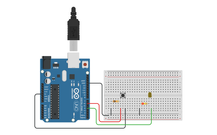 Circuit design Push Button - Tinkercad