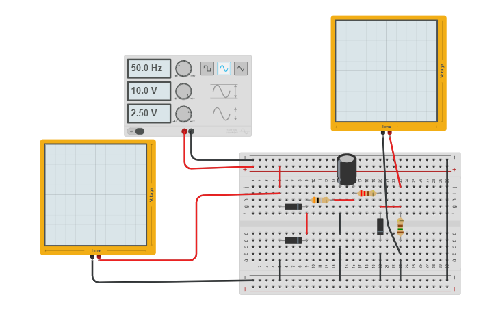 Circuit design Transformador con dos diodos, toma