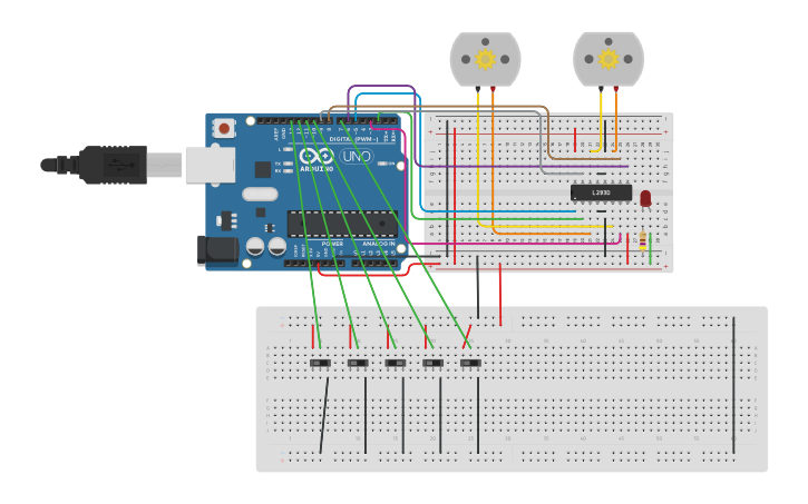 Circuit design Line Follow Robot - Tinkercad