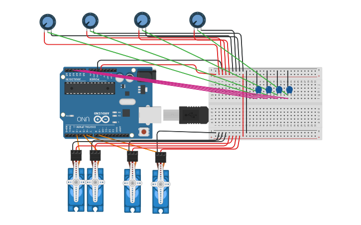 Circuit design Robot Arm - Tinkercad