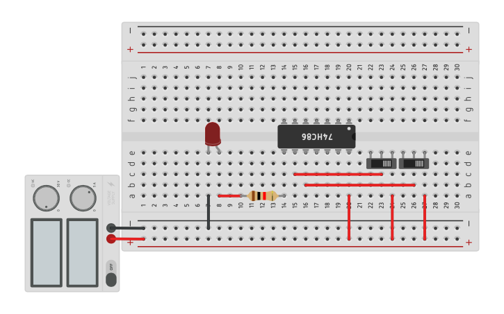 Circuit design XOR gate | Tinkercad