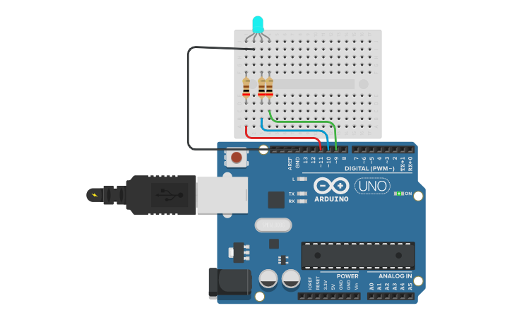 Circuit design RGB with ArduinoUno | Tinkercad