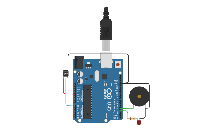 Circuit design Temperature Sensor | Tinkercad