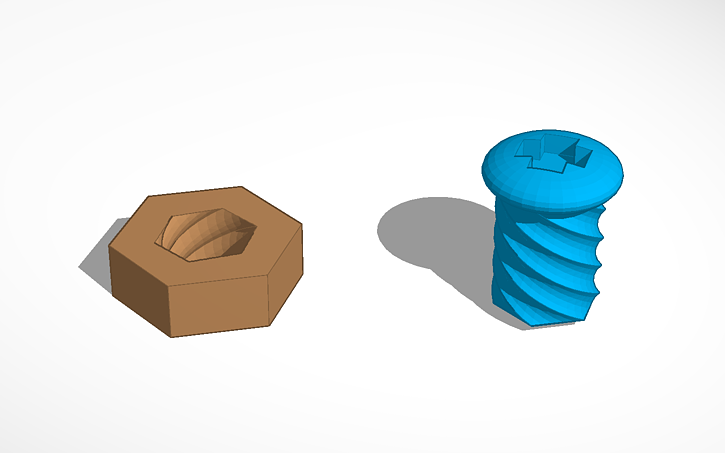 3D Design Screw And Nut Tinkercad