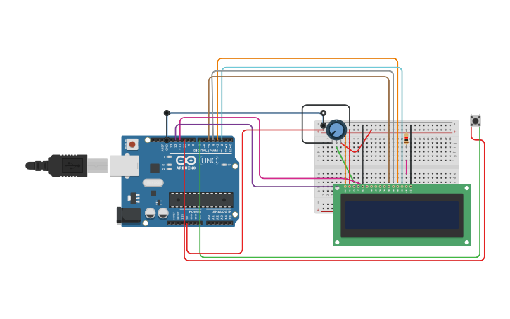 Circuit design Control Display lcd 16x2 en Arduino - Tinkercad