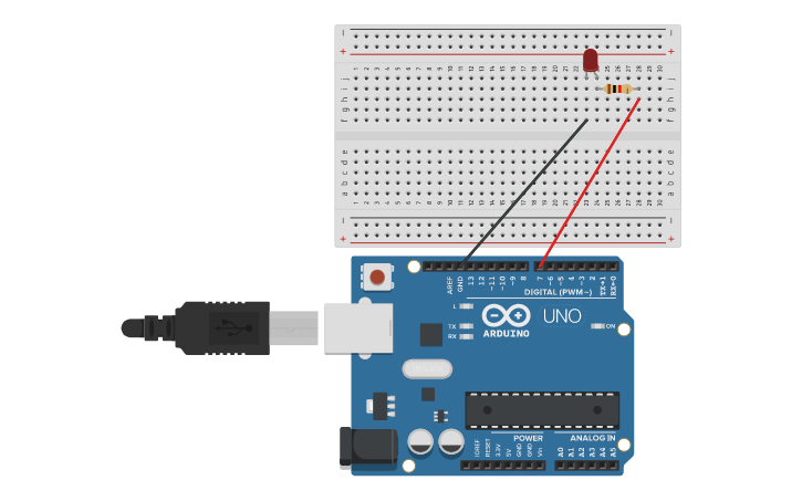 Circuit design Basic arduino LED - Tinkercad