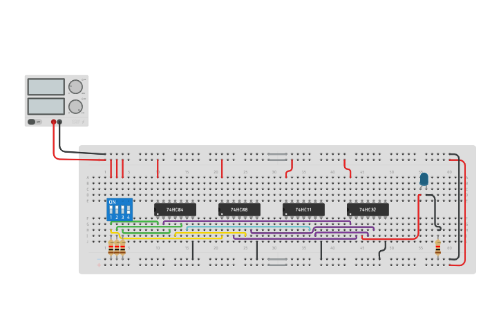 Circuit design BOOLEAN EXPRESSION | 4 IC | Tinkercad