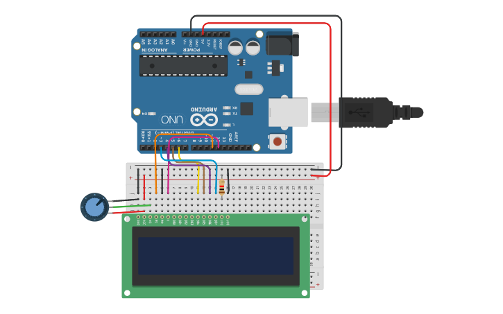 Circuit design liquidCrystal - Tinkercad