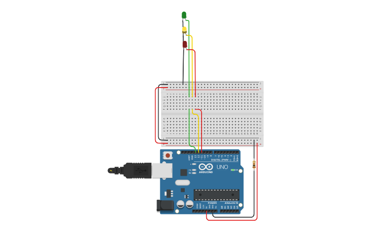 Circuit design [Clase 3] Semáforo s/código - Tinkercad