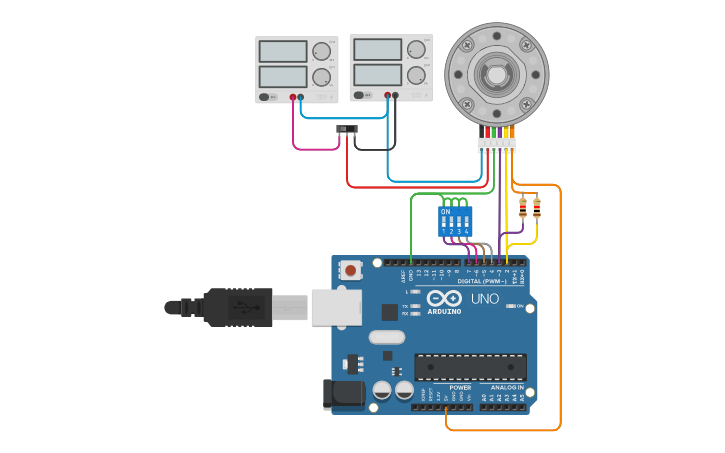 Circuit design Simply encoder counter - Tinkercad