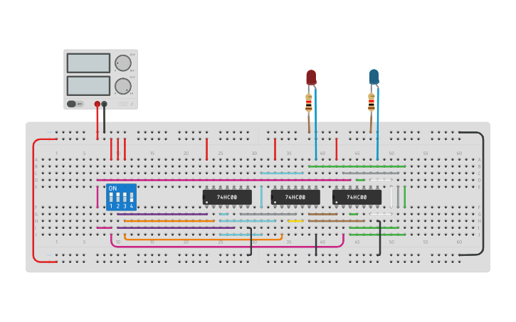 Circuit design Full Adder using NAND Gates - Tinkercad