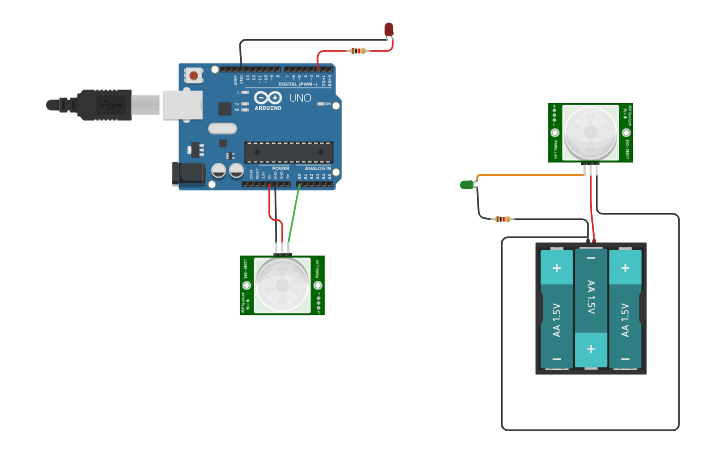 Circuit design Encender luz coon sensor PIR | Tinkercad