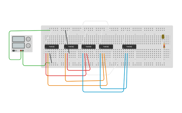 Circuit design XOR using NOR GATE - Tinkercad