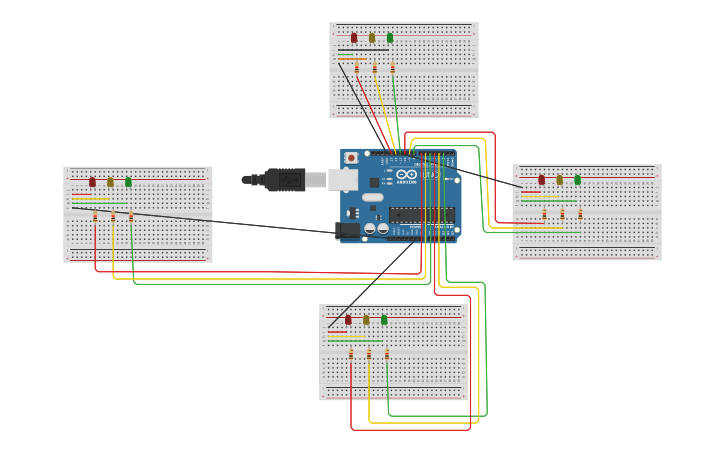 Circuit design Traffic lights | Tinkercad