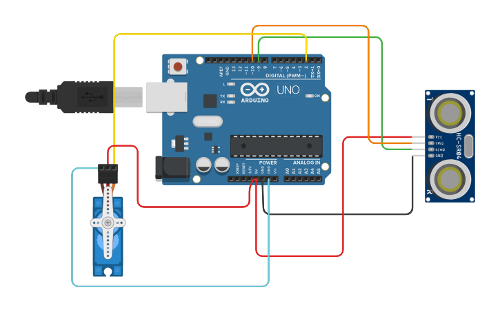 Circuit design Control servo motor | Tinkercad