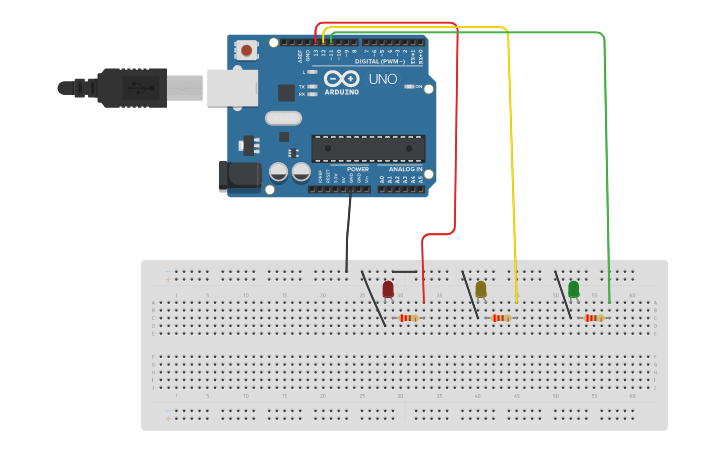 Circuit design ACSAAA 3 LEDS - Tinkercad