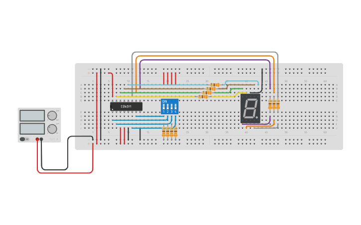 Circuit Design Contador 4511 Tinkercad