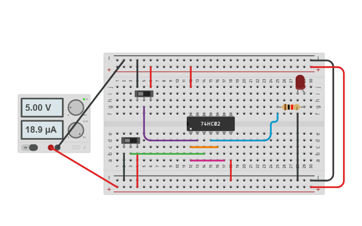 Circuit design OR using NOR | Tinkercad