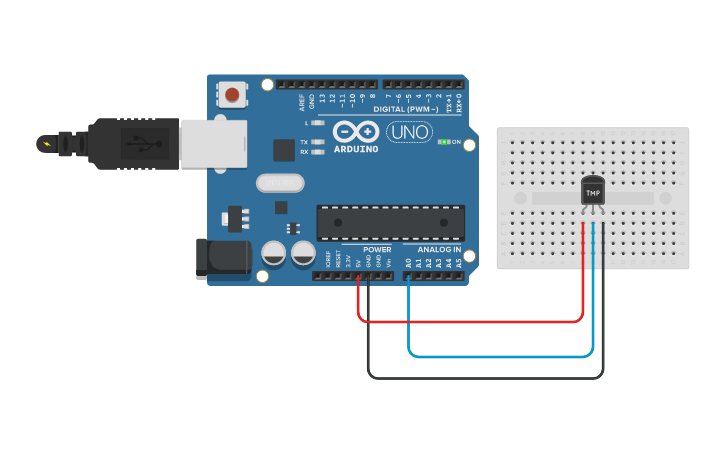 Circuit design Temperature Sensor TMP36 - Tinkercad