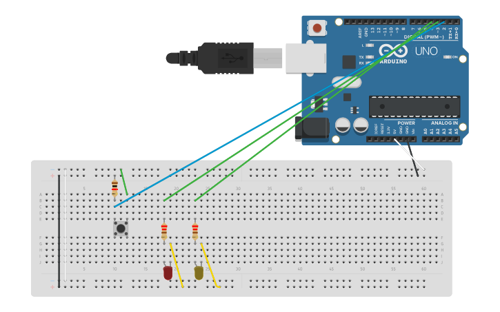 Circuit design Digital Input and Output with an Arduino - Tinkercad