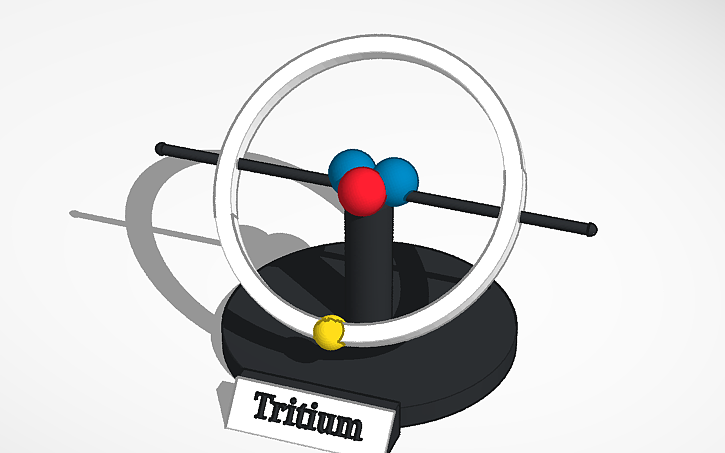 3D design Tritium Atom (rotated) - Tinkercad