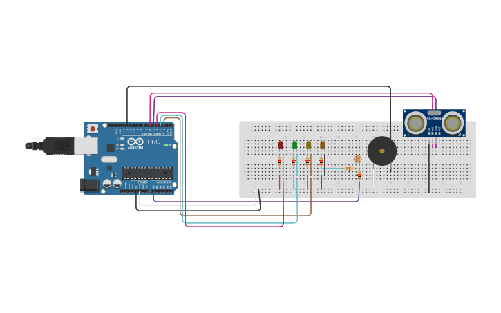 Circuit design Sensor de aproximidad con sonido - Tinkercad