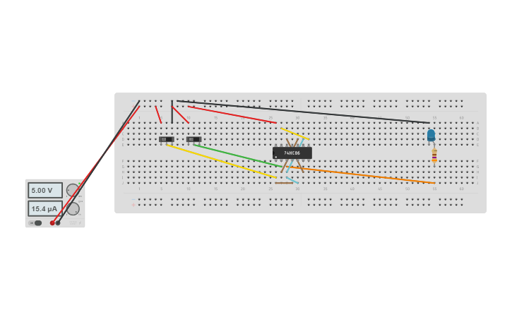Circuit design XOR GATE | Tinkercad